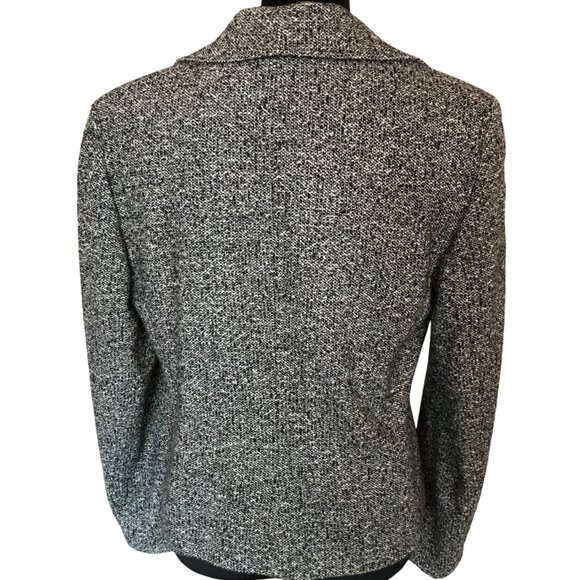 Ann Taylor Tweed Jacket, Women's Size 12: Vintage Black White Lined Wool Blazer - Picture 3 of 14